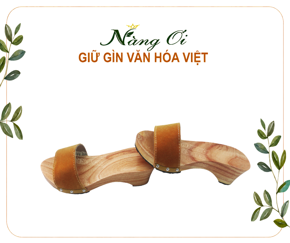 guốc gỗ đế vuông trụ cao 5cm chắc chắn